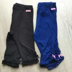 6000円★ミキハウス 股上深め 黒 青 カットパンツ 2枚セット  80 90
