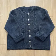 ダークブルー ケーブル編みカーディガン