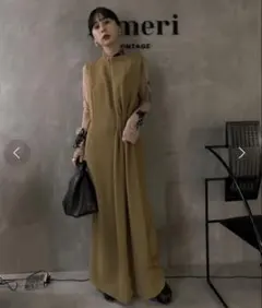 【美品】Ameri DRAPE RIBBON I LINE DRESS