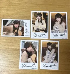 チェキ風フォトカード 青木陽菜 直筆サイン 5種フルコンプセット