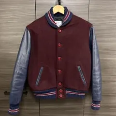 TM ATHLETICS スタジャン 袖レザー ボルドー ネイビー 40 L相当 TM ATHLETICS スタジャン 袖レザー ボルドー ネイビー 40 L相当