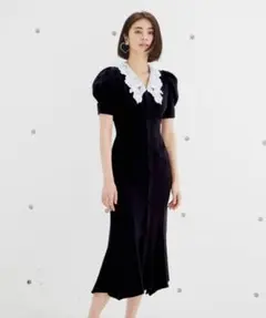 エンブロイダリーホワイトカラーマーメイドワンピース