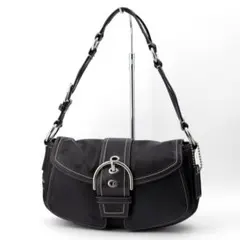 A102【美品】COACH／コーチ　ソーホー　ワンショルダーバッグ　レザー　黒