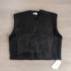 ミラオーウェン Vネックシャギーニットベスト ブラック 新品未使用タグ付き