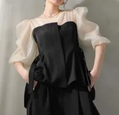 ビスチェペプラムトップス パンツ セットアップドレス