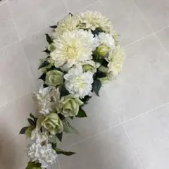 ホワイトクリーム造花アレンジメント 結婚式 ブーケ