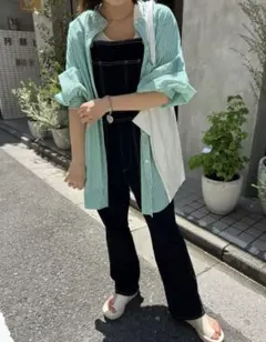 Kastane ストライプビッグシャツ