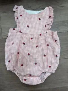 CONOCO80フリル付きピンクチェックロンパース