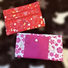 ハローキティ 赤いポーチ ／　桜柄エコバッグ