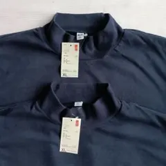 【2枚】タグ付未使用　ユニクロ　ソフトタッチハイネックＴ（長袖）ＸL 　ネイビー