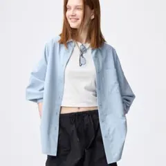 GU　ジーユー　ドルマンスリーブシャツ(25年秋冬商品)　ブルー　S