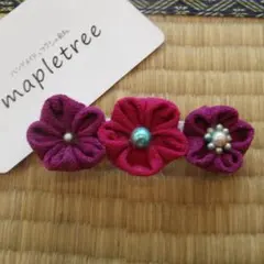つまみ細工　バレッタ　母の日