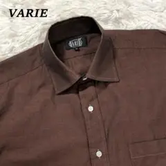 バリエ VARIE 　長袖 メンズ コットン シャツ　M　ブラウン