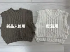 【美品】ケーブル編みノースリーブニット2点セット