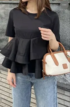 スナイデル　snidel 異素材ペプラムTシャツ