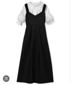 grl 花柄チュールトップス×バックリボンワンピースセットアップ[k8132n]