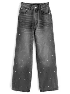 ビジューストレートデニムパンツ