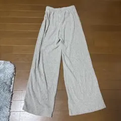 リブ ワイドパンツ グレー XS