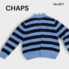 CHAPS ハーフジップ ニットセーター ボーダー ネイビー/ブルー XL