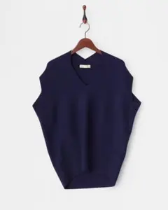 BEAMS HEART ネイビー Vネック ニットベスト オーバーサイズ