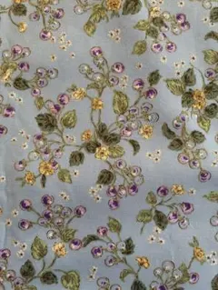 水色 花柄刺繍 綿生地