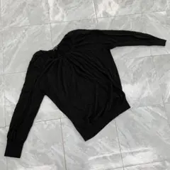 LAUTREAMONT プルオーバー ブラック ギャザーリブ編み七分袖 40