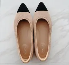 VIVAIA 38 24cm ニットパンプス バイカラー ベージュ ビバイア