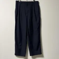 GLOBAL WORK ネイビー ワイドスラックス L ウエストゴム 春夏