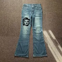 Y2K マリリン風 フレアデニム ブーツカット ストーン 平成ギャル 00s