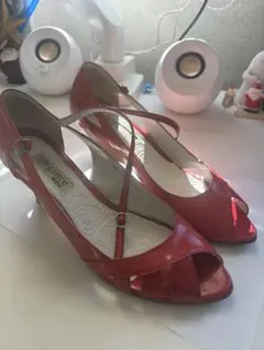 卑弥呼 elegance 赤 オープントゥ ハイヒール