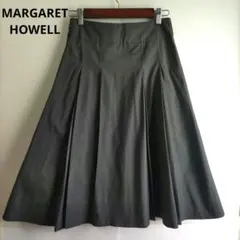 マーガレットハウエル スカート タック グレー シルク コットン フレア