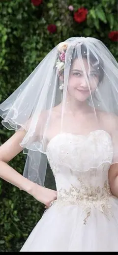 ウェディングベール 白 チュール コーム付き