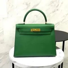 HERMES エルメス ケリー28 クシュベル グリーン G金具 - メルカリ