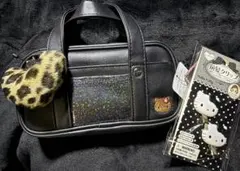 ハローキティ スクバ風 ポーチ ブラック ギャル風ファー 前髪クリップセット