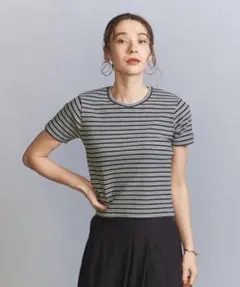 BEAUTY&YOUTH マルチボーダー コンパクト Tシャツ