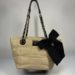kate spade ケイトスペード　カゴバッグ　ストロー　リボン　トートバッグのサムネイル