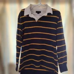 LANDS' END ラガーシャツ ネイビー イエロー Sサイズのサムネイル