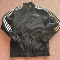 adidas 黒 ナイロンジャケット 3本ライン