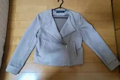 グレー スエード ダブルライダースジャケットのサムネイル
