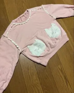 ラポシェビスキュイ　トップス　トレーナー　ピンク猫　女の子　キッズ 100サイズ