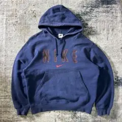 90s NIKE ナイキ スウェットパーカー センタースウッシュ ネイビー