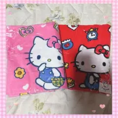 「新品」ハローキティー　フェイスタオル　２枚セット　ピンク　レッド