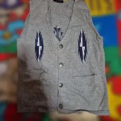 RAGEBLUE グレー 刺繍デザイン ベスト サイズ6