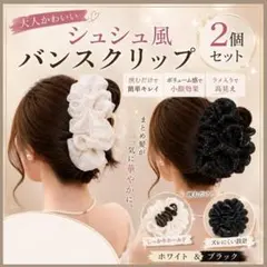 2個セットシュシュ風 バンスクリップ 韓国 ヘアクリップ まとめ髪 上品