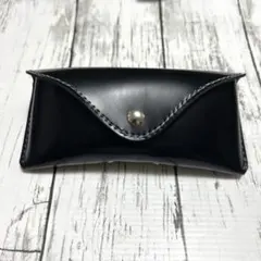 艶ブラック本革眼鏡ケースハンドメイド