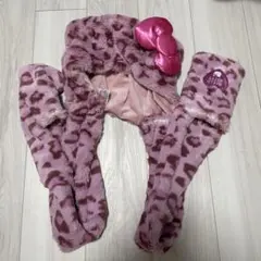 USJ ハローキティ マフラーハット ピンク ヒョウ柄