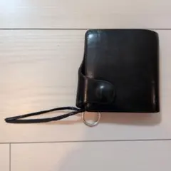 ポーター925　シルバー製リング付き黒二つ折り財布