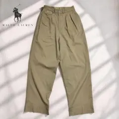 ラルフローレン ハイウエスト タック チノパン ワイド レディース ベージュ