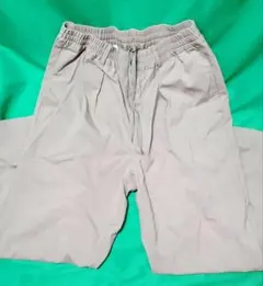 GU メンズ カーゴパンツ ベージュ 無地 ウエストゴム カジュアル