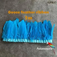 ■【GFR17アクア 】1m 羽根 フェザー テープ リボン 装飾 羽 衣装
